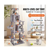 Ruie 68.5 Inch Multi Level Cat Tree with 2 Condos Hammock and Sisal Posts