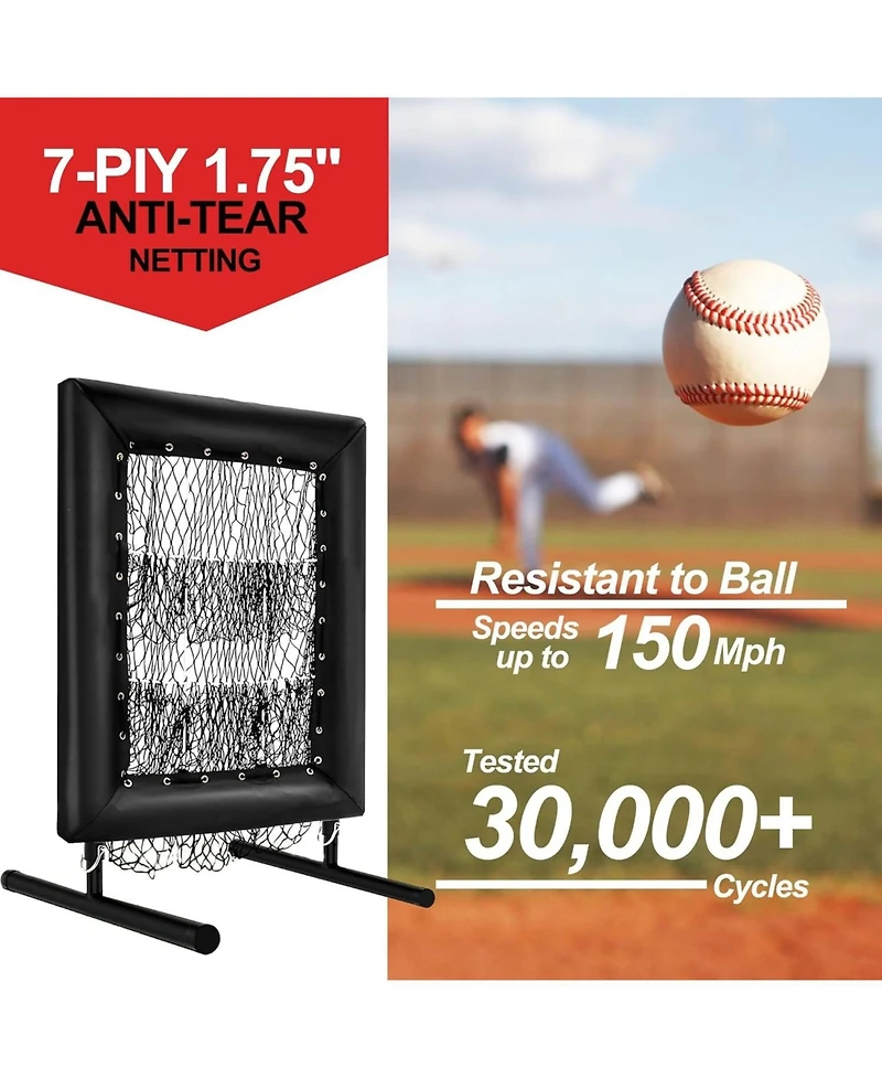 Xo 9-Hole Baseball Pitching Net, Adjustable Strike Zone Trainer with Stakes and Sandbags for Indoor Outdoor Practice