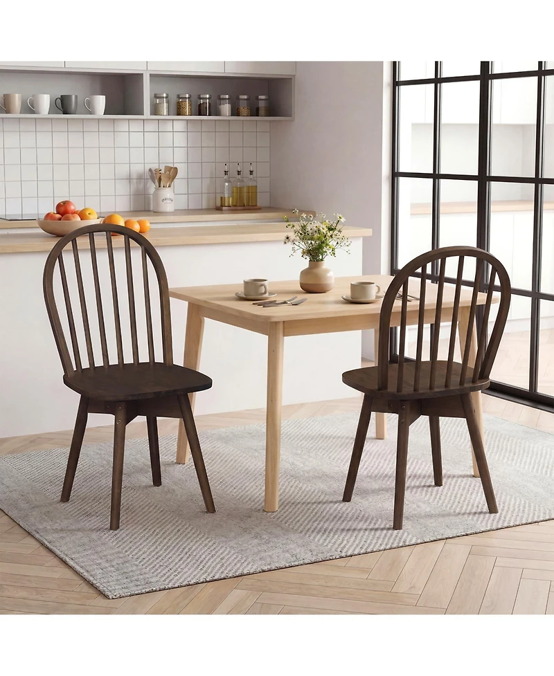 Costway Swivel Dining Chairs Farmhouse Spindle Kitchen with Solid