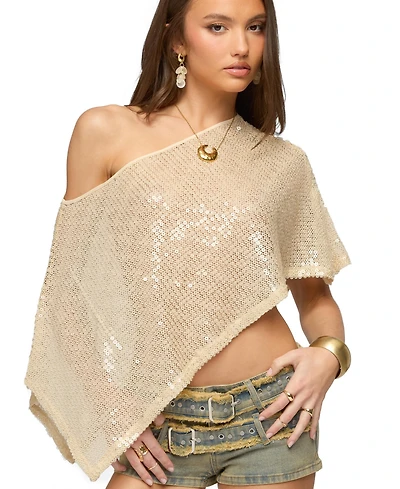 Edikted Women's Alanna Sheer Sequin Poncho