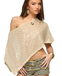 Edikted Women's Alanna Sheer Sequin Poncho