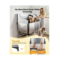 Ruie 50 inch Stainless Steel Dog Washing Station with Ramp Faucet and Showerhead Left Door