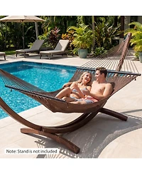 Gouun Double Caribbean Hammock with Spreader Bar for Patio Poolside