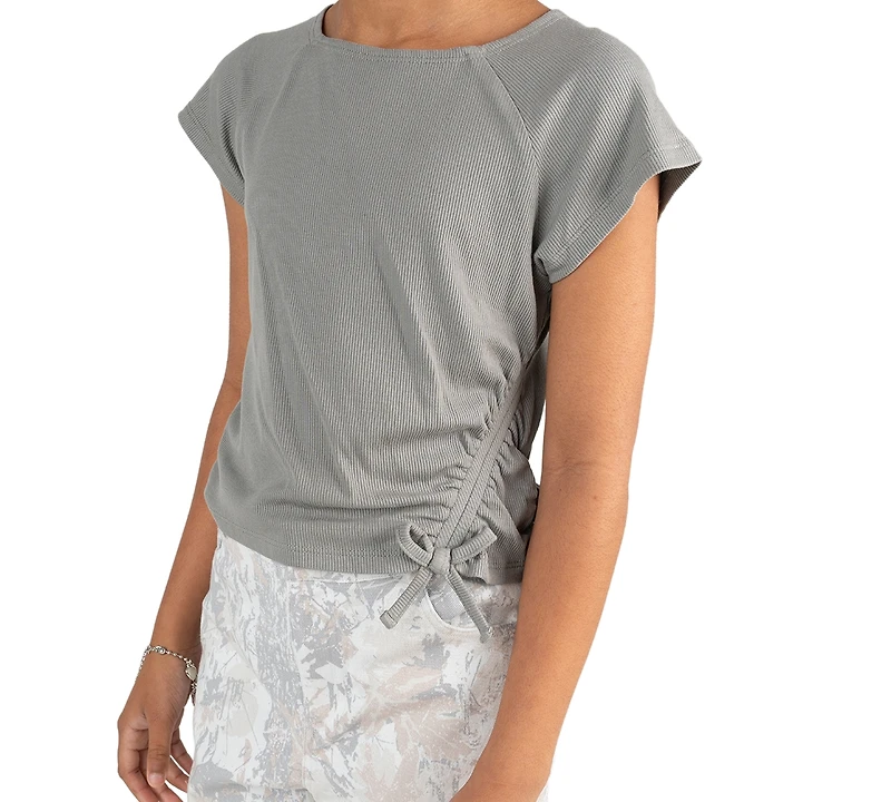 Tween Diva Girls' 7-16 Rib Knit T-Shirt and Printed Twill Pant, 2-Piece Set