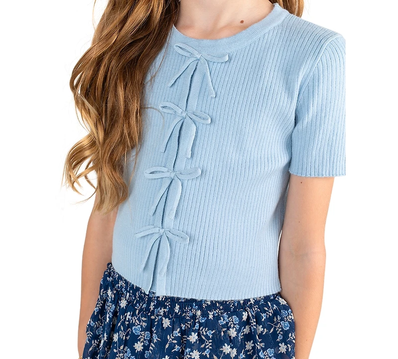 Rare Editions Girls' 7-16 Rib Knit Bow Top and Skort, 2-Piece Set