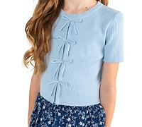 Rare Editions Girls' 7-16 Rib Knit Bow Top and Skort, 2-Piece Set