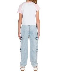 Tween Diva Girls' 7-16 Graphic Raglan T-Shirt and Denim Cargo Pants, 2-Piece Set