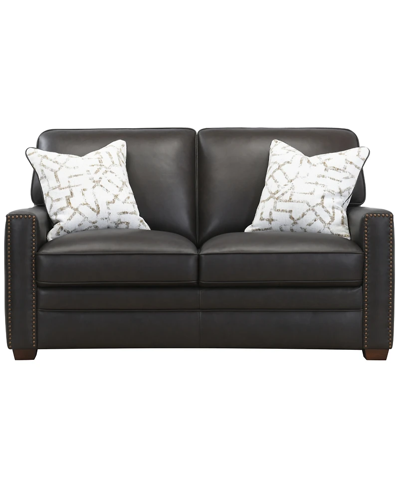 Gaspare 64" Leather Loveseat, Macy's Exclusive