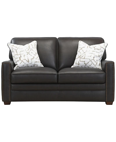 Gaspare 64" Leather Loveseat, Macy's Exclusive