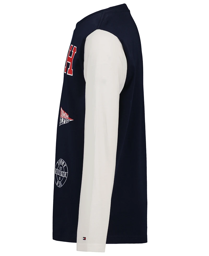 Tommy Hilfiger Boys' 8-20 Color-Block Logo Long-Sleeve T-Shirt
