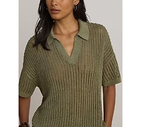 Lauren Ralph Petite Mesh Short-Sleeve Sweater