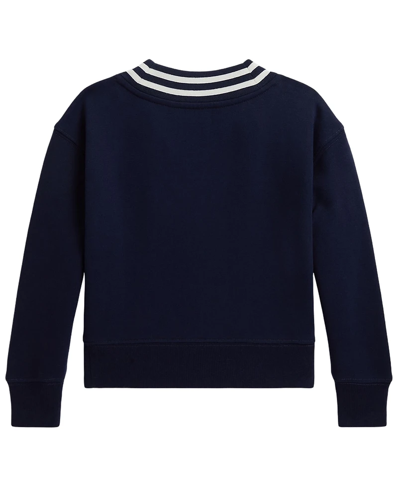 Polo Ralph Lauren Girls' 2T-6X Striped Fleece V-Neck Sweatshirt