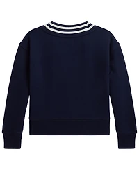 Polo Ralph Lauren Girls' 2T-6X Striped Fleece V-Neck Sweatshirt
