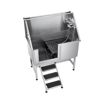 Ruie 50 in Stainless Steel Dog Washing Station with Stairs and Filter Board