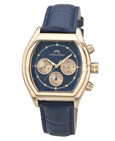 Porsamo Bleu Roman Chronograph Genuine Leather Rose Tone and Men's Watch 1293CROL