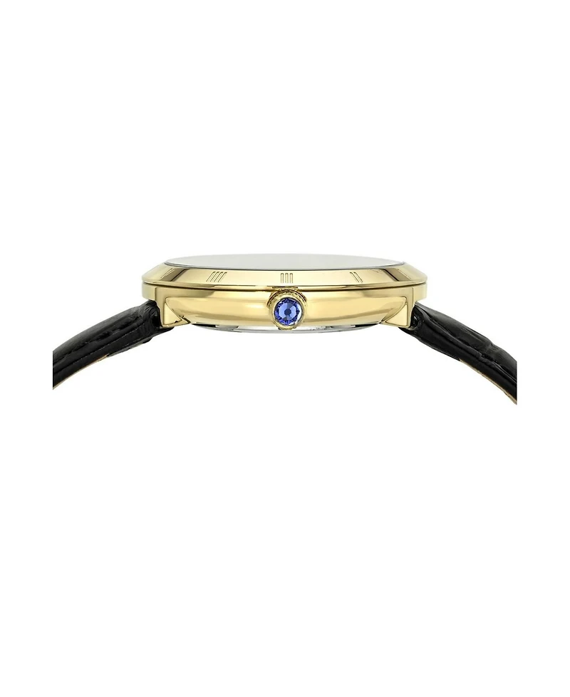 Porsamo Bleu Women's Monroe Genuine Leather Gold Tone and Black Watch 1491DMOL