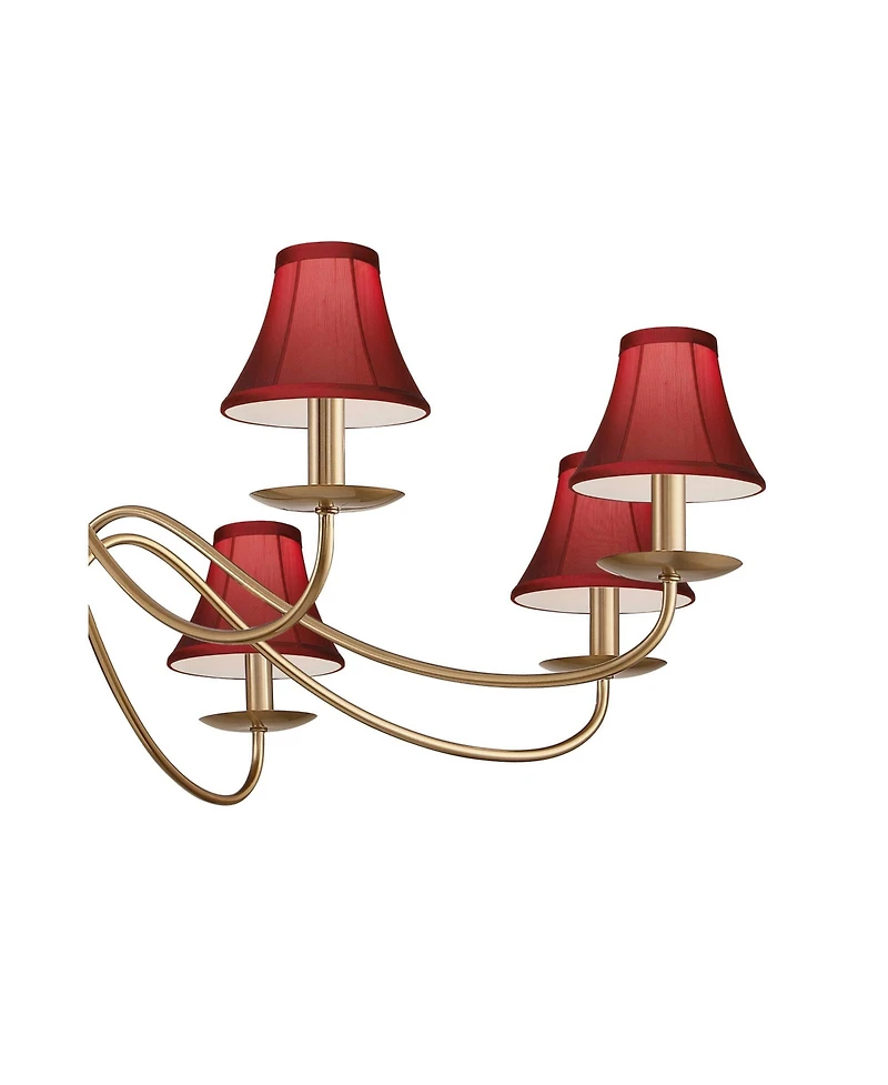Franklin Iron Works Marinec 42" Wide Soft Gold 8-Light Chandelier with Red Shades