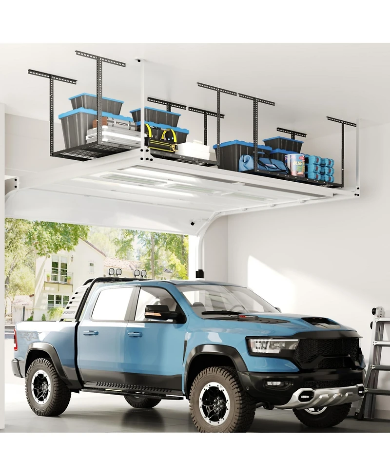 Fleximounts 3x6 Overhead Garage Storage Rack, Heavy-Duty Metal Ceiling Racks, Hammertone, Classic Series