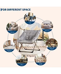gaomon Comfy Faux Fur Reading Lounge Sofa Chair, Folding Saucer Chair for Adults