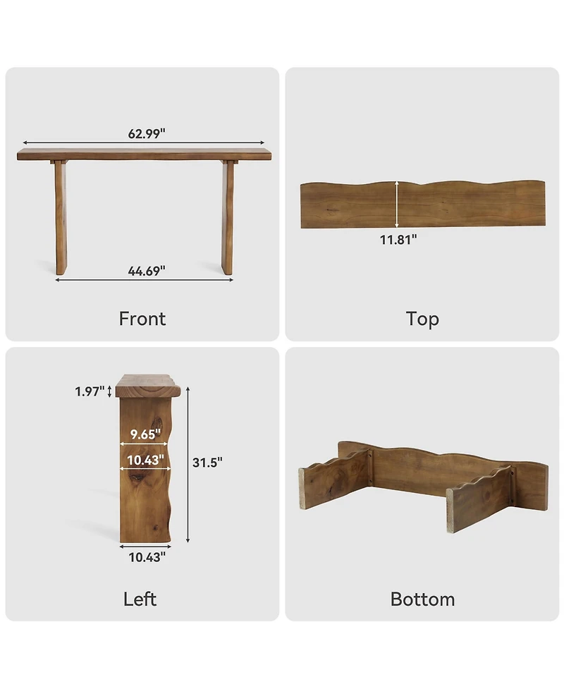 Tribesigns 63-Inch Solid Wood Console Sofa Table, Farmhouse Long Entryway Table Behind Couch