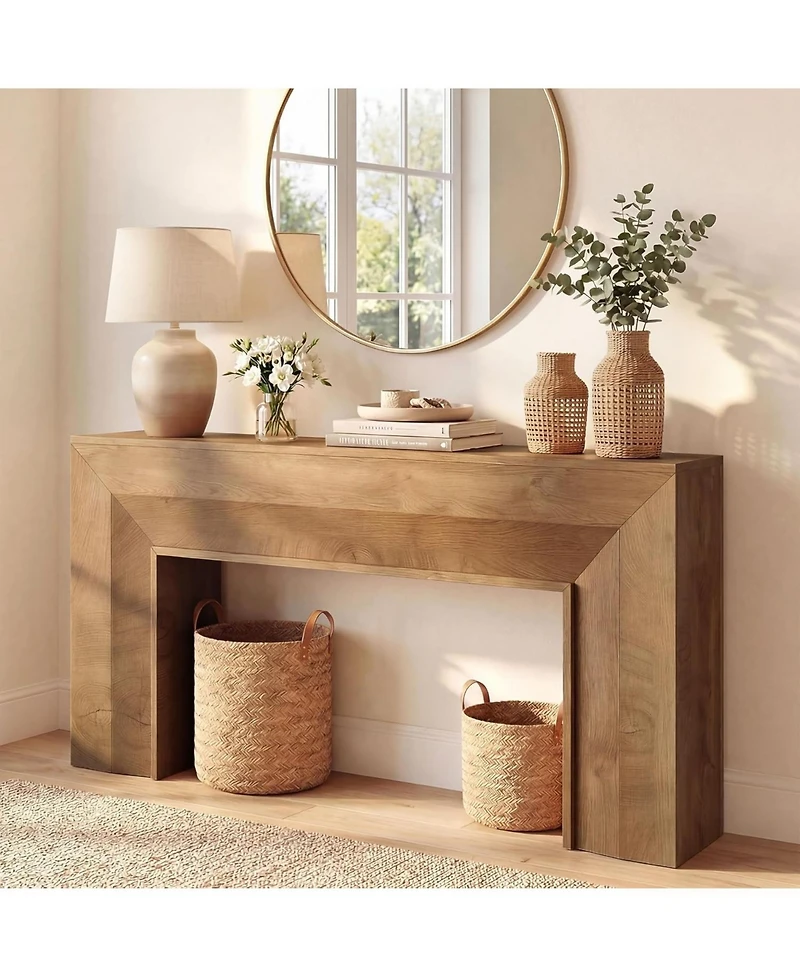 Tribesigns Farmhouse Entryway Table, 63-Inch Narrow Sofa Console Table Behind Couch