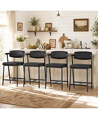 homfan 26-Inch Counter Height Bar Stools with Padded Back and Armrests, Metal Frame and Footrest, Easy Assembly for Kitchen Island and Bar Areas
