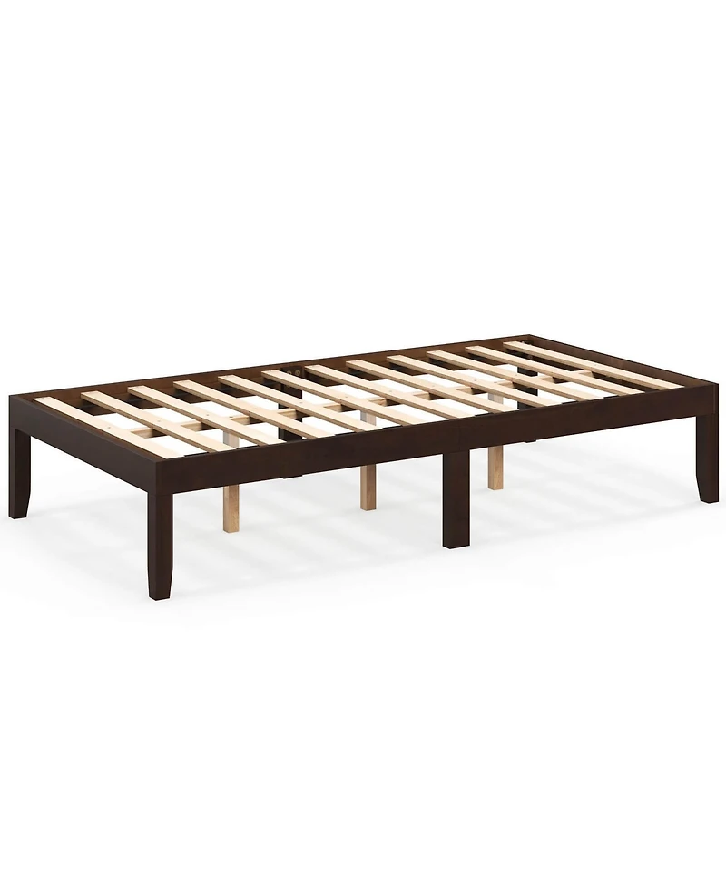 Costway Wooden Platform Bed Frame with Rubberwood Legs Under-Bed Storage