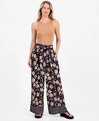 Nautica Women's Floral-Print Wide-Leg Paperbag-Waist Pants