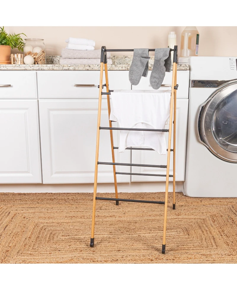Household Essentials Bamboo V-Shaped Folding Clothes Drying Rack