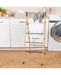 Household Essentials Bamboo V-Shaped Folding Clothes Drying Rack