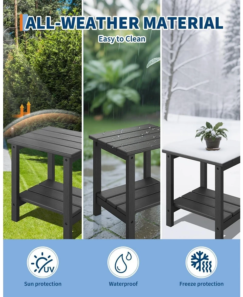 gaomon Modern Hdpe Plastic Adirondack Chair Set of 4 with 2 Side Table - Oversize 380 Lb Poly Lumber Weather Resistant Firepit