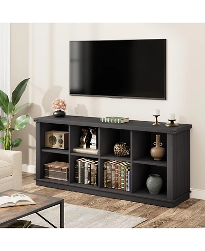 Gaomon 8 Cube Farmhouse Book Shelf, 2-Tier Storage Freestanding Bookcase Cabinet for Living Room, Entryway
