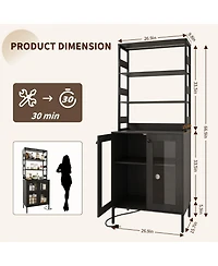Gaomon 67" Home Bar Cabinet, Wine Storage with Built-in Power Outlets, Led Lighting for Living Room