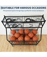 Gaomon Heavy Duty Sports Ball Storage Cart, Rolling Multi Sport Equipment Organizer for Garage Gym Playroom