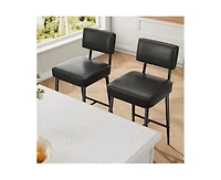 homfan 2 Set of Faux Leather Counter Height Bar Stools with Backrest, Modern Upholstered Chairs with Metal Legs for Kitchen Island and Counter Bar