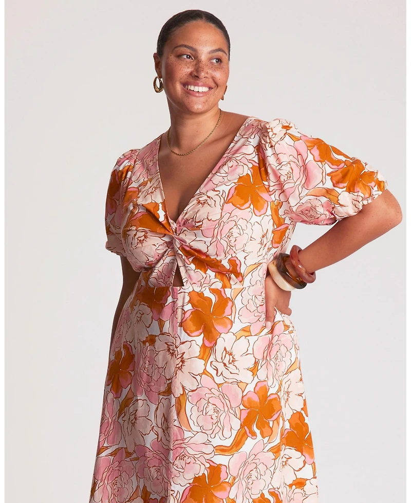 Estelle Women's Amira Cotton Twist-Front Fit Flare Midi Dress