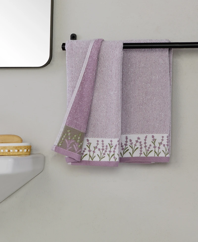 Skl Home Lavender Border Hand Towel Curved 2-Piece Hand Towel Set