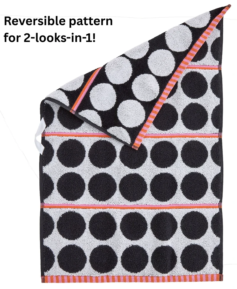 Skl Home Polka Dot Grande Jacquard Curved 2-Piece Hand Towel Set