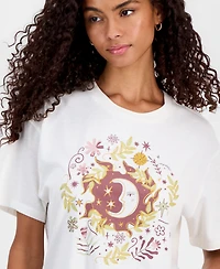 Rebellious One Juniors' Moon Flower Graphic Print T-Shirt