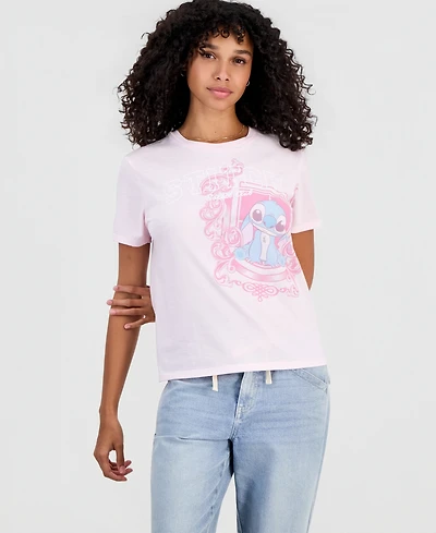 Disney Juniors' Stitch Social Club Graphic Short-Sleeve T-Shirt