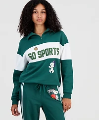 Peanuts Juniors' Snoopy Varsity Quarter-Zip Fleece Pullover Sweatshirt
