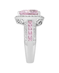 Arabella Pink Cubic Zirconia (7-1/3 ct. t.w.) and White Cubic Zirconia (1-1/5 ct. t.w.) Heart Ring in Sterling Silver Rhodium
