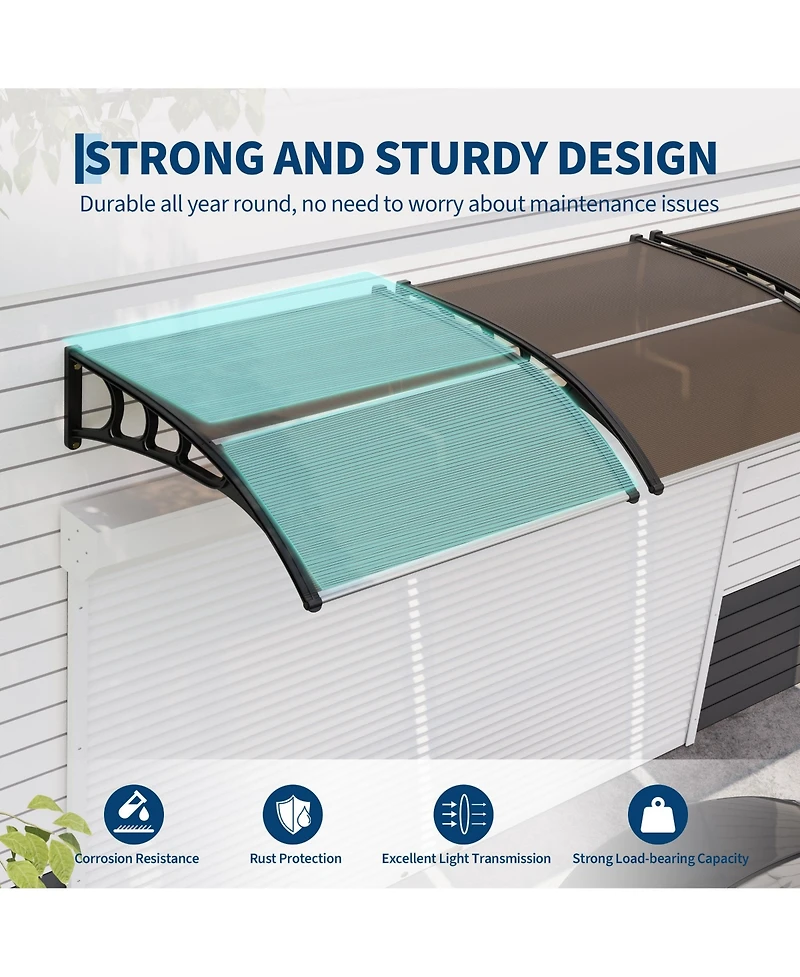 gaomon 40inch x40inch Window Awning Canopy Exterior, Polycarbonate Cover, for Door Entrance