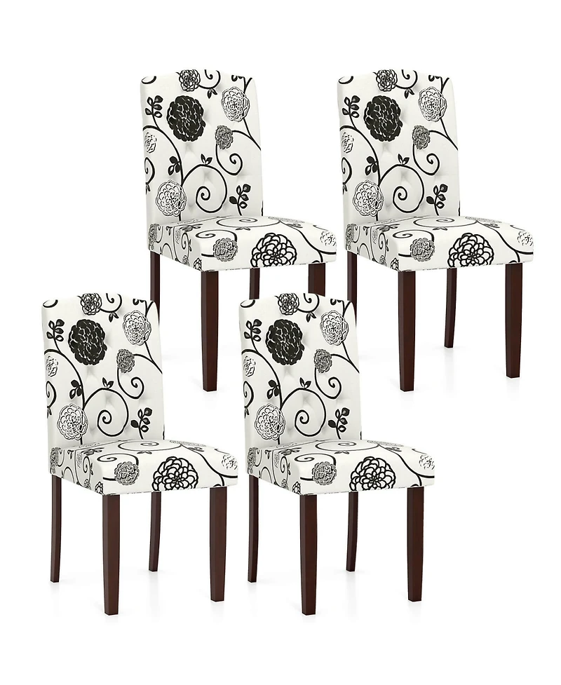 Costway Wooden Dining Chair with Rubber Wood Legs Padded Seat S Springs
