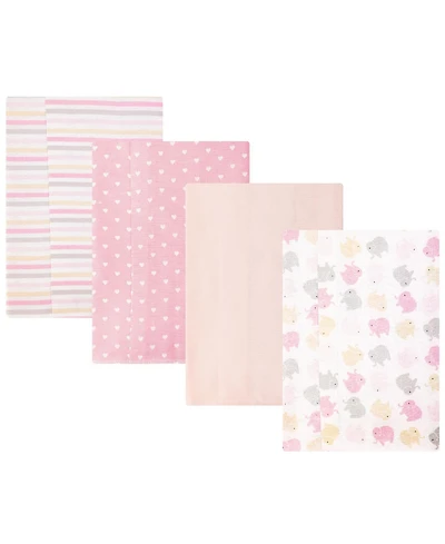 Hudson Baby Girl Cotton Poly Flannel Burp Cloths -Pack