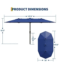 gaomon 13 Feet 3-Head Outdoor Patio Umbrella for Poolside, Lawn and Backyard, Without Base