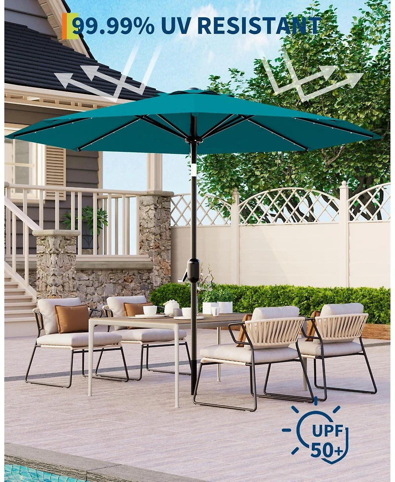 gaomon 10feet Outdoor Patio Umbrella, Table Umbrella with Solar Lights for Yard, Deck