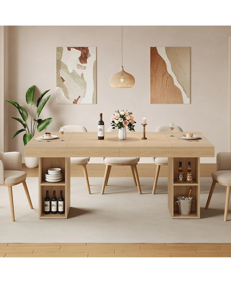 gaomon 71-Inch Wooden Kitchen Dining Table for 6-8 with Dual Side Storage (Only Table)