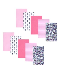 Hudson Baby Girl Cotton Poly Flannel Burp Cloths -Pack
