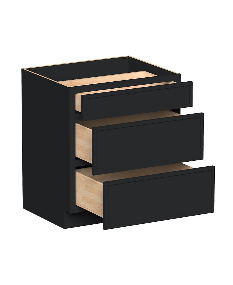 Boyel Living 33 Inch Wide 3-Drawers Base Cabinets, Ready to Assemble Kitchen Cabinet with Solid Wood Frame, Soft-Close Slides and Hinges